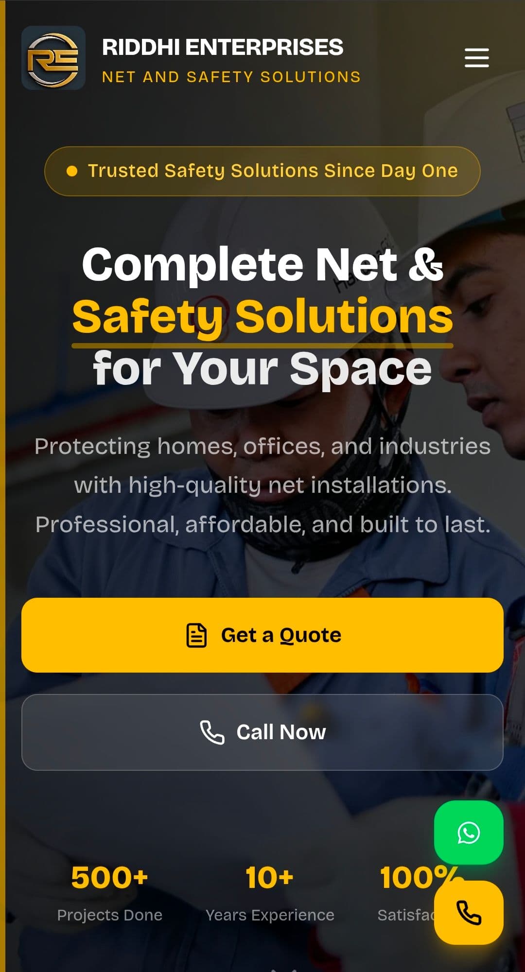 Mobile website design preview — Riddhi Enterprises