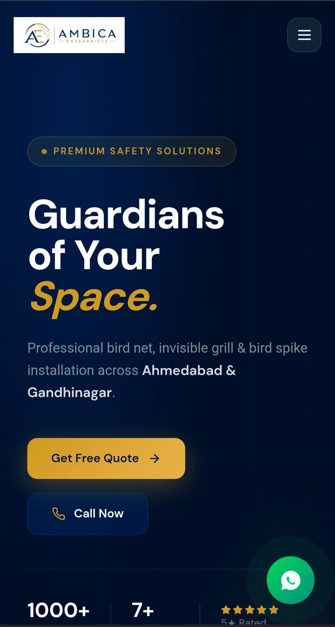Mobile website design preview — Ambica Enterprises