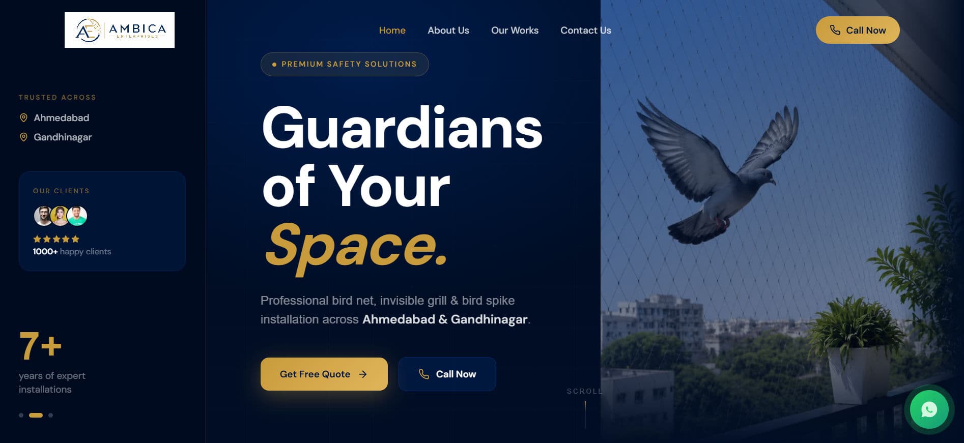 Ambica Enterprises bird net and safety solutions website