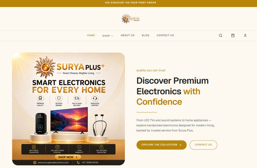 Surya Plus Electronics website