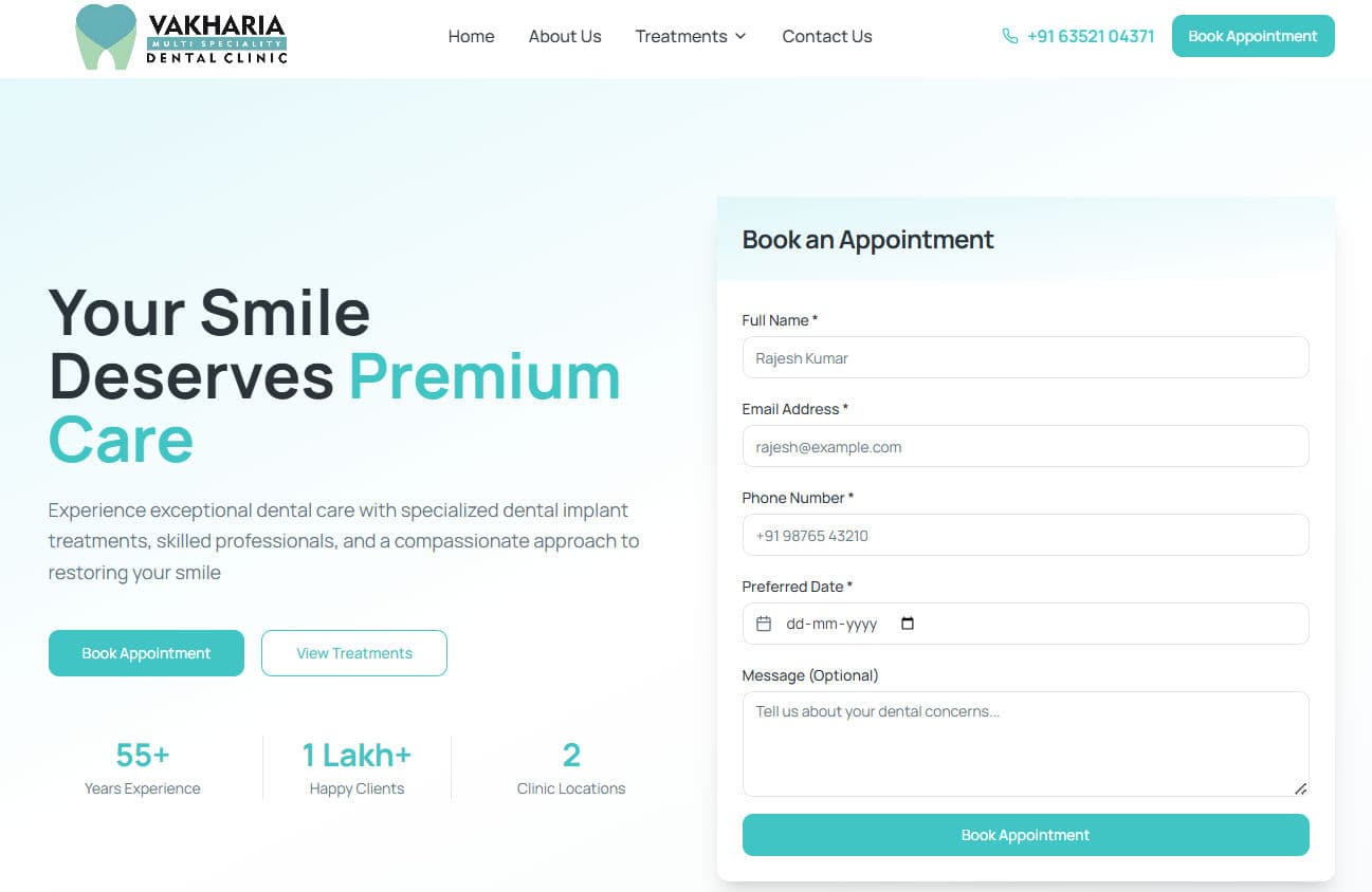 Vakharia Dental Clinic website